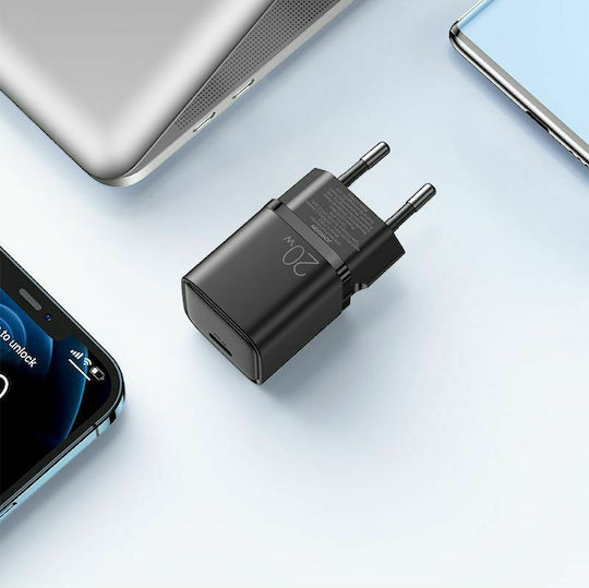 Joyroom Φορτιστής Χωρίς Καλώδιο με Θύρα USB-C Power Delivery Μαύρος (L-P202)