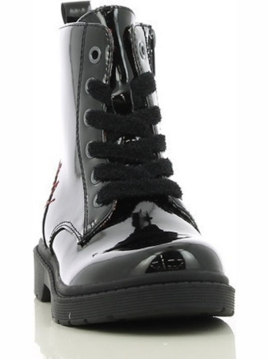 Kinderstiefel aus Lackleder mit Reißverschluss Schwarz