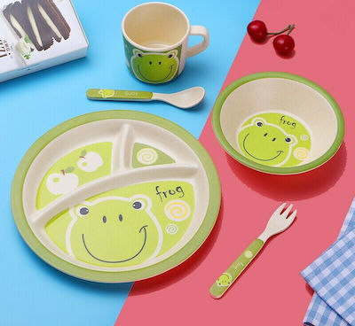 Feeding Set Βατραχάκι made of Bamboo Green 5pcs