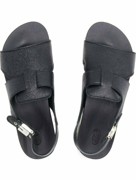 Zaleh Leather Women's Flat Sandals in Black Color