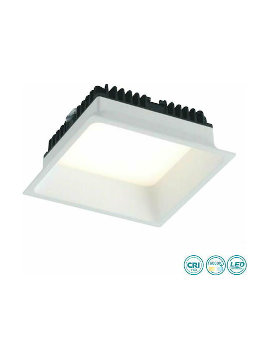 Fan Europe Xantofq145 Spot Încorporat Pătrat Metalic cu LED Încorporat și Lumină Alb Rece Alb 14.5x14.5cm