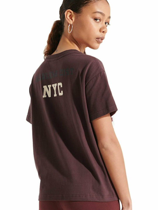 Superdry Varsity Arch Women's Athletic T-shirt Deep Burgundy