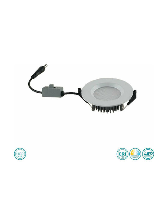 Fan Europe Round Metallic Recessed Spot with Integrated LED and Adjustable White Light White 19x19cm. 1pcs