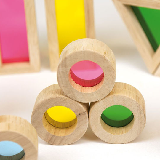 New Selection Base for Building Blocks Wooden Rainbow Blocks Wooden for 1.5+ Years 24 Pieces