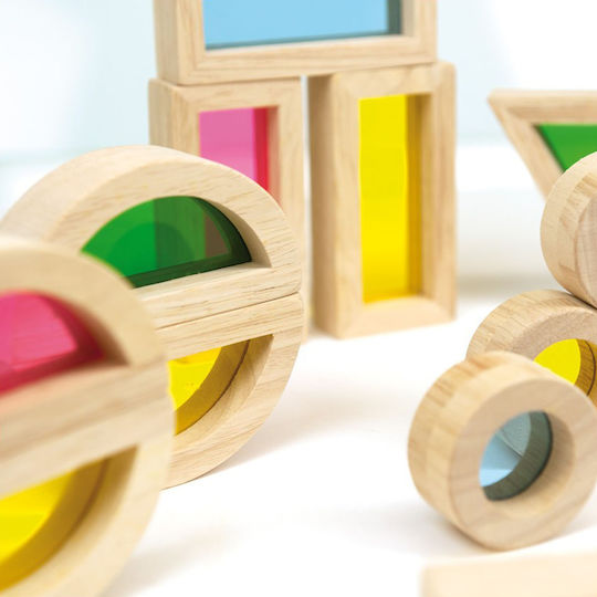 New Selection Base for Building Blocks Wooden Rainbow Blocks Wooden for 1.5+ Years 24 Pieces