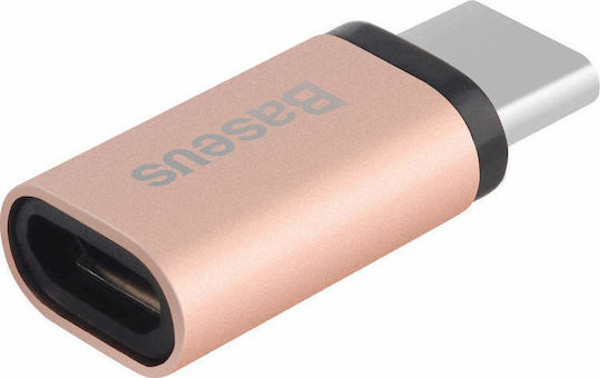 Baseus Μετατροπέας USB-C male σε micro USB female Ροζ Χρυσό 1τμχ CATYPEC-DL0R