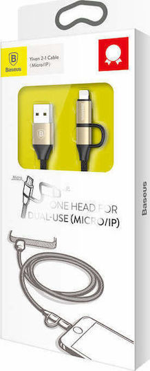 Baseus Yiven Braided USB to Lightning / micro USB Cable 2A Χρυσό 1m CAMLYW-1V