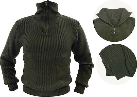 ELVE Long Sleeve Pullover Greek Army In Khaki Colour Μάλλινο