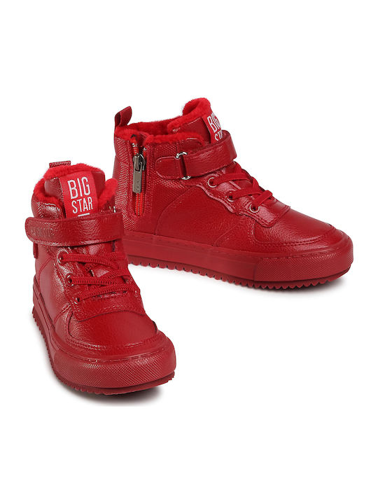 Kinder Sneakers Hoch mit Klettverschluss Rot