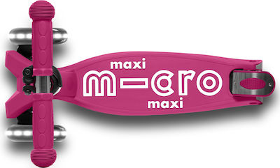 Micro Kinderroller Klappbar Maxi Deluxe Foldable LED 3-Rad für 5+ Jahre Rosa