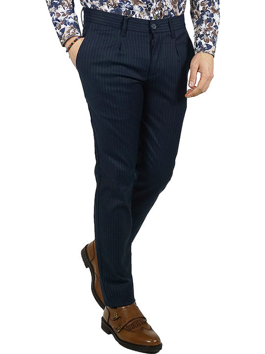 Endeson Fashion 630 Men's Trousers Chino Elastic in Slim Fit Navy Blue