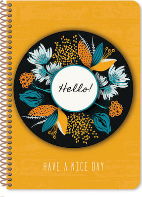 Diakakis Spiral Notebook Ruled A4 90 Sheets 3 Subjects Blossom Hello 1pcs (Μiscellaneous Designs/Colors)