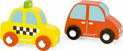 Janod Set 2 Wooden Vehicles (Car & Taxi) code 08565