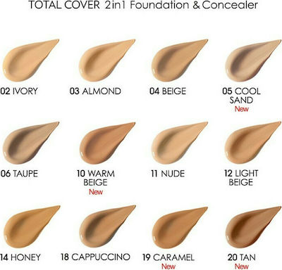 Golden Rose Total cover 2in1 Foundation & Concealer 30ml