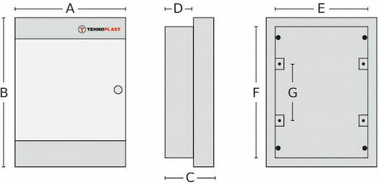 Tehnoplast Elektrischer Sicherungskasten Gemauert, 1 Reihe, 12 Elemente B273xH212xT68mm