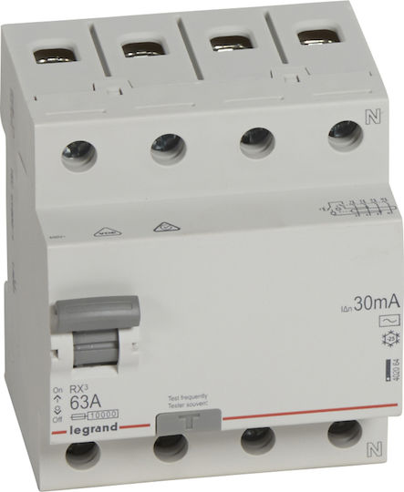Legrand RX3 Phase 4-Pole Earth Leakage Relay 63A 30mA