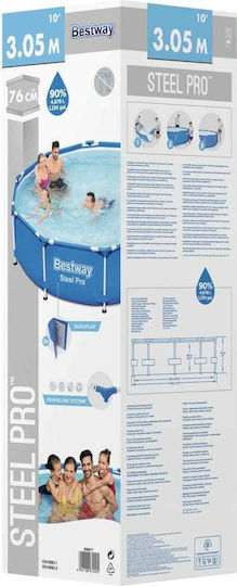 Bestway Steel Pro Round Swimming Pool PVC 4678L with Metallic Frame 305x76cm Blue