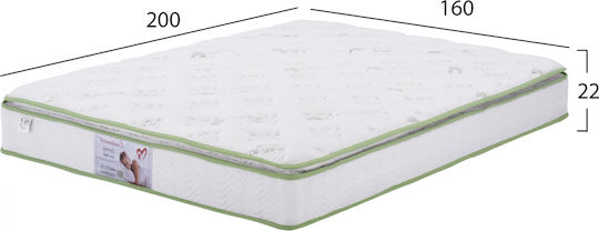 HomeMarkt Queen Orthopedic Mattress 160x200x22cm with Springs , Aloe Vera & Topper