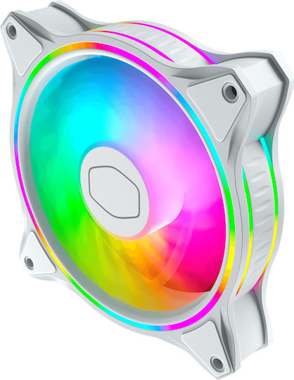 CoolerMaster Masterfan MF120 Halo 3in1 White Edition Case Fan (1800rpm / 47.2cfm) with RGB Lighting and 4-Pin PWM Connection 3pcs White
