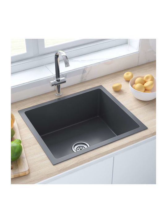 vidaXL Drop-In Sink Inox Brushed W51xD44cm Black