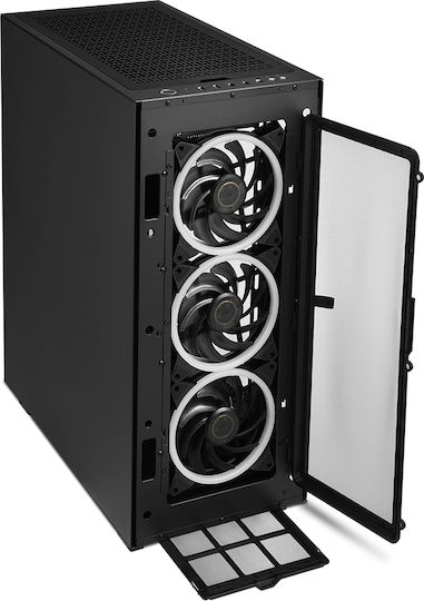 Sharkoon REV300 Геймърско бюро Midi Tower Компютърна кутия със страничен прозорец и RGB осветление Черен