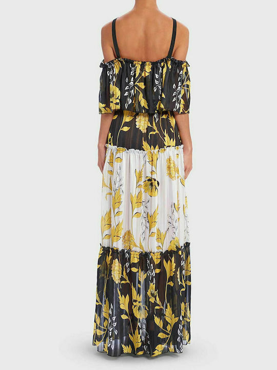 FOREVER UNIQUE WOMEN'S MAXI DRESS BLACK/YELLOW FLORAL AF9733