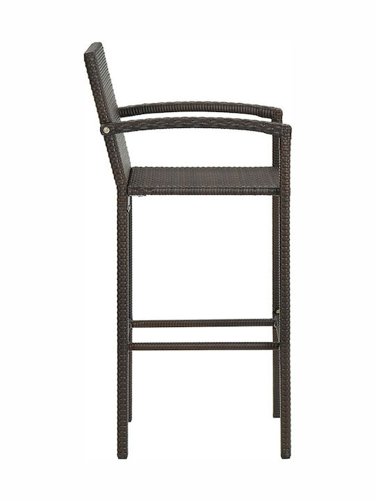 Σκαμπό Μπαρ Εξωτερικού Χώρου Rattan Καφέ 4τμχ 52x56x118cm