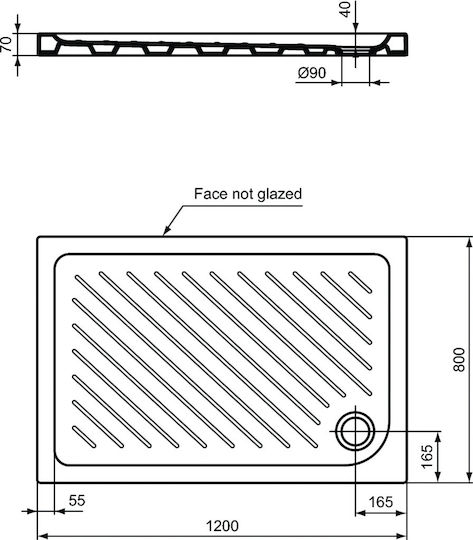 Ideal Standard Sevafresh Правоъгълена Порцеланов душ 100x80см Бял