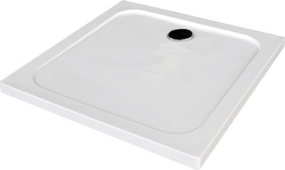 Ravenna Square Acrylic Shower White Slim Square 80x80x5cm