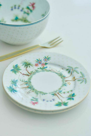 PiP Studio Jolie Dots Plate Desert made of Porcelain White - Gold with Diameter 17cm