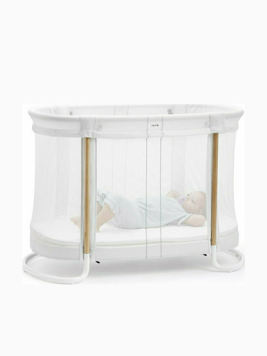 BabyBjorn Wiege mit Matratze und Rädern Weiß