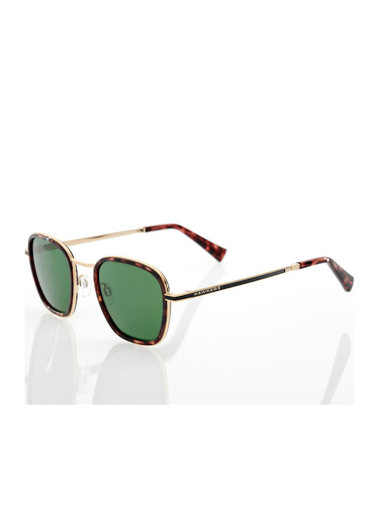 Hawkers Chain Women's Sunglasses with Brown Tartaruga Metal Frame and Green Lens HCHA20DEM0