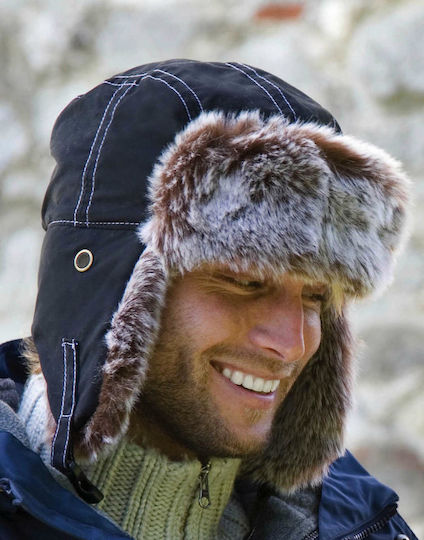 Ohrenklappen Männer Beanie Jet Black