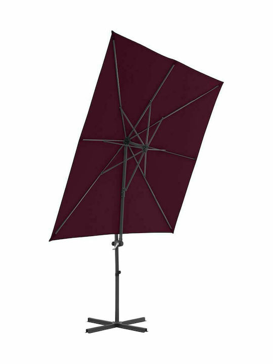 Hanging Square Garden Parasol with Burgundy Metal Frame 2.5x2.5xHeight 2.47m