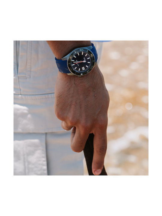 Le Dom Ρολόι Diver's με Καουτσούκ Λουράκι σε Μπλε χρώμα