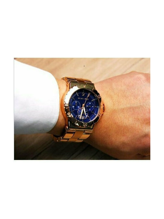 Michael Kors Dylan Women's Watch Chronograph with Pink Gold Metal Bracelet