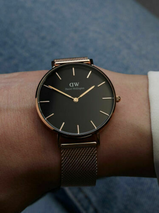 Daniel Wellington Petite Ashfield Women's Watch with Pink Gold Metal Bracelet