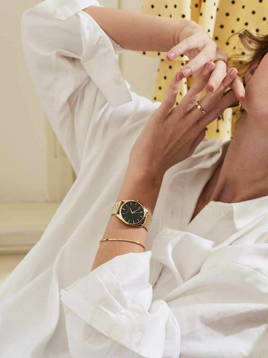Rosefield Ace Gold Ρολόι Μπαταρίας με Μεταλλικό Μπρασελέ
