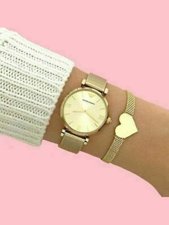 Emporio Armani Gianni Women's Watch Chronograph with Gold Metal Bracelet
