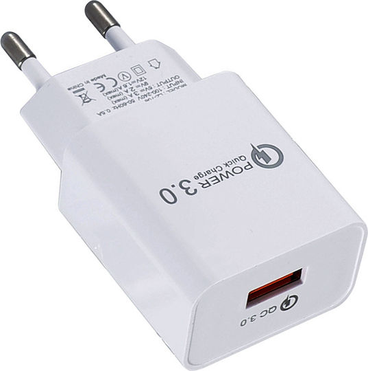 Lamtech Φορτιστής Χωρίς Καλώδιο με Θύρα USB-A 18W Quick Charge 3.0 Λευκός (LAM021950)