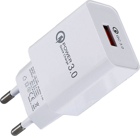 Lamtech Φορτιστής Χωρίς Καλώδιο με Θύρα USB-A 18W Quick Charge 3.0 Λευκός (LAM021950)