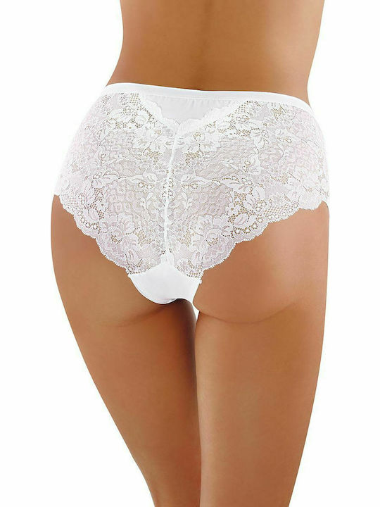 Babell 117 Hochtailliert Damen Boxer mit Spitze Weiß 155030