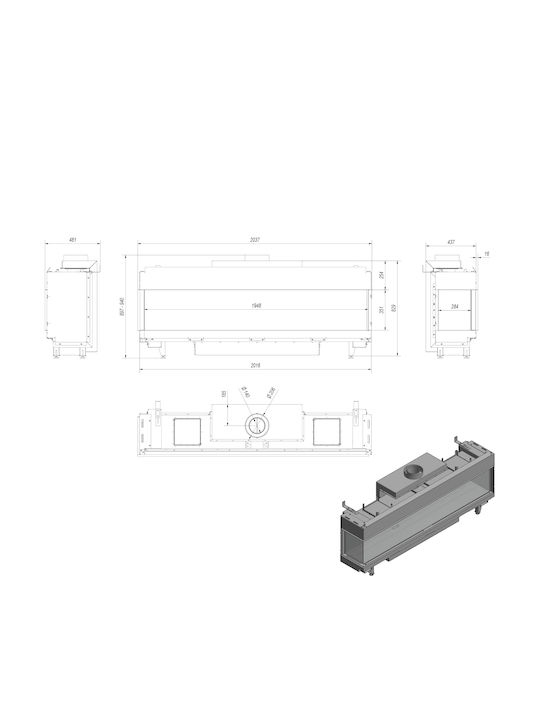 Kratki LEO L 200 G20 Kaminofen Gas 16kW Linke Ecke mit fester Tür