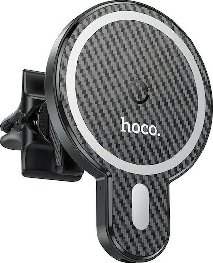 Hoco CA85 Поставка за Мобилен Телефон за Кола с магнит и Безжично Зареждане Черна