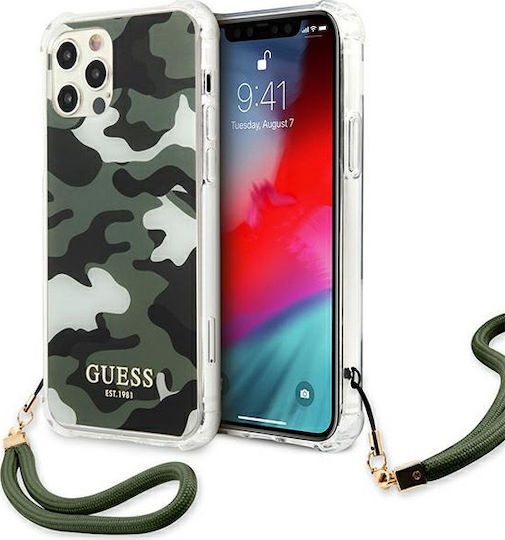 Guess Camo Задна корица Пластмаса Каки (iPhone 12 / 12 Pro)