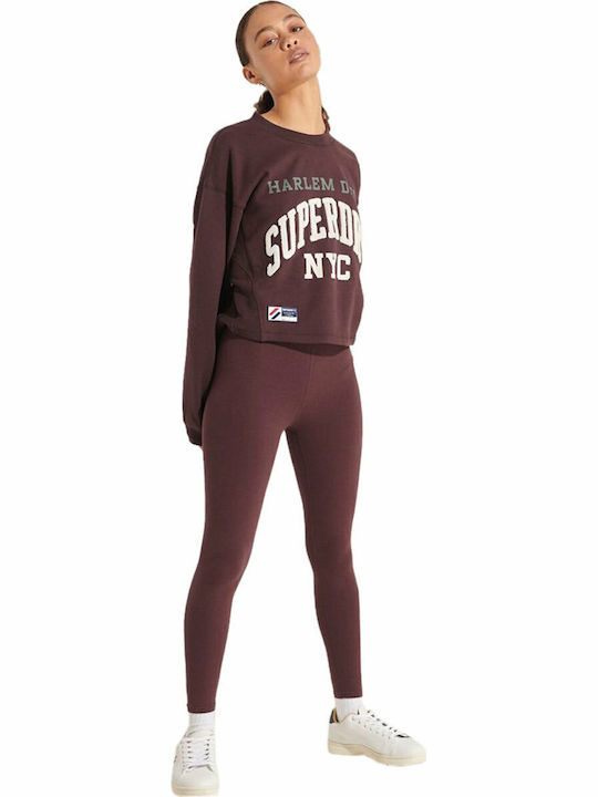 Women's Long Training Legging High Waisted Rich Deep Burgundy