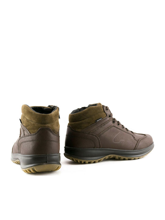 Leather Brown Men's Boots Anatomical with Zipper
