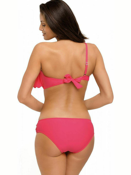 Marko Bikini Set One Shoulder Top & Slip Bottom M-539 Pink 128620