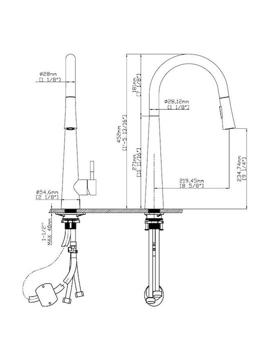 Karag Elisa Kitchen Sink Faucet Counter Chrome