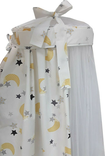 Beboulino Κουνουπιέρα Κούνιας Moon Stars από Τούλι Γκρι 150x450εκ.